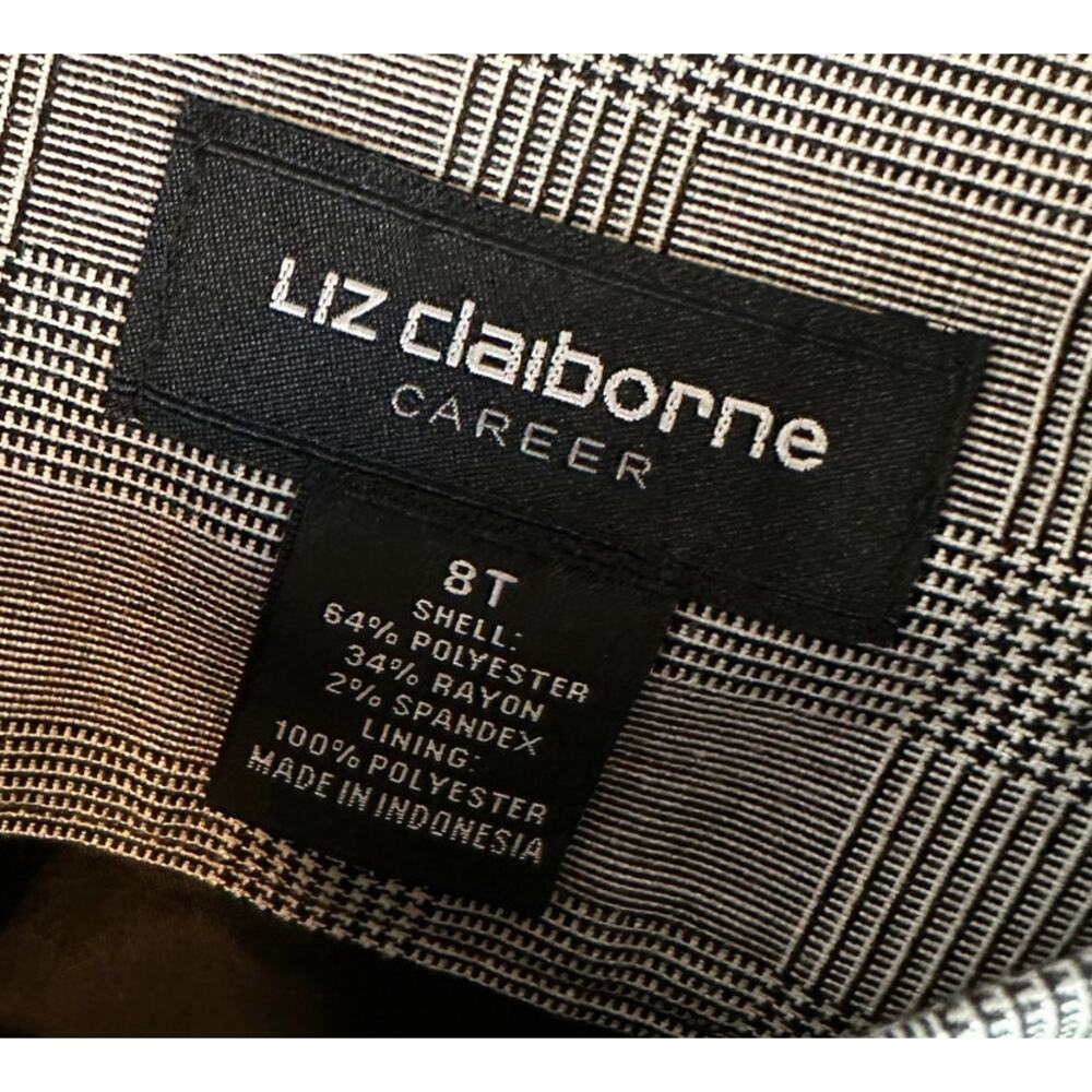 Liz Claiborne Career Pencil Skirt 8T 8 Tall Black Check Pattern - Picture 7 of 8